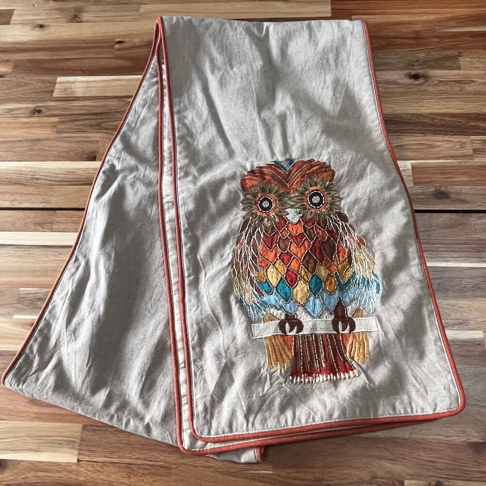 Pier 1 Imports Table Runner Owl Embroidered Measures 13" x 108" $59.95 MSRP